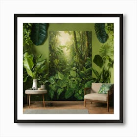 Oil Painted Realistic Mural Of Green Tropical Rain (3) Art Print