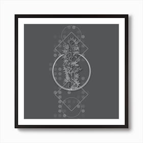 Vintage Cuspidate Rose Botanical with Line Motif and Dot Pattern in Ghost Gray n.0096 Art Print