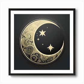 Moon and stars Art Print