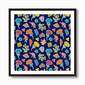 Pattern With Paper Flowers Art Print