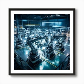 Aerial Drone View Capturing A Sprawling Futuristic Factory Panels Of Intricate Ai Control Systems B (7) Art Print