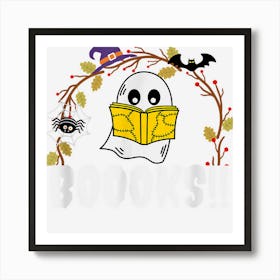 Cute Ghost Book Reading Funny Librarian Halloween Teacher Art Print