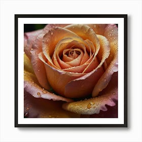 Rose With Water Droplets Art Print