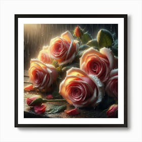 Roses In The Rain Art Print