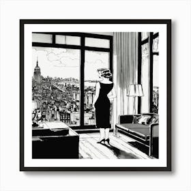 Woman Looking Out A Window 1 Art Print