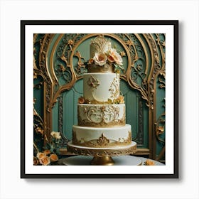 Gold Wedding Cake Art Print