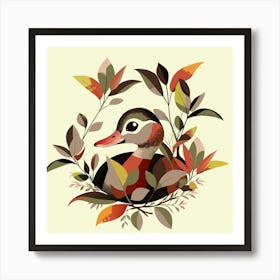 Duckling Hiding In The Bushes Art Print