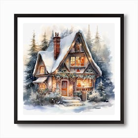 Christmas House In The Woods 6 Art Print
