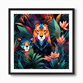 Lions In The Jungle 2 Art Print