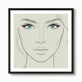 Drawing Of A Woman'S Face Art Print