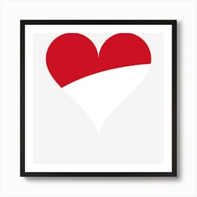 Heart Love Flag National Flag Indonesia Art Print