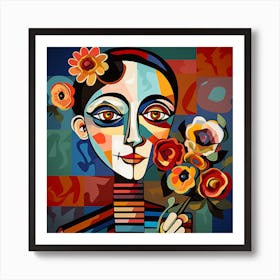 Woman With Flowers 6 Art Print