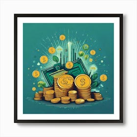 Firefly Finance, Illustration, Logo, Background, Icon, Money, Banking, Investment, Economy, Wealth, (9) Art Print