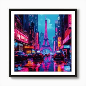 Neon City, Travel Posters A Retro-Inspired Travel Posters Showcasing Iconic Destination Art Print