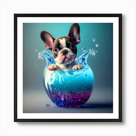 French Bulldog In Water Art Print