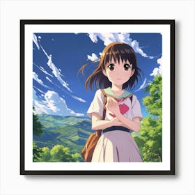 Anime Girl Standing In A Field Art Print