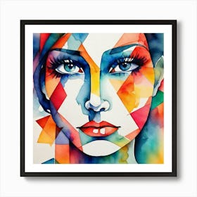 Watercolor Of A Woman'S Face 3 Art Print