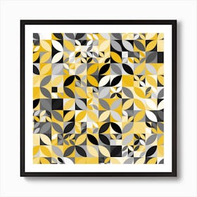 Yellow And Black Quilt Art Print