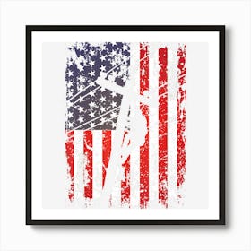 Lineman American Flag Usa Patriotic Lineman Gift Lineman Art Print