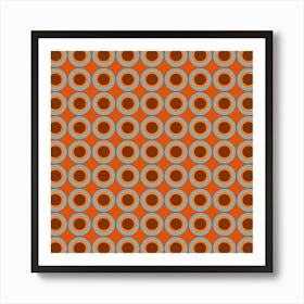 Vintage Look Orange And Blue Circles Art Print