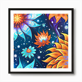 Psychedelic Flowers Art Print