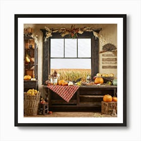 A Traditional Corner Of An American Farmhouse During The Late Autumn Season With An Overhead Vintage (4) Art Print