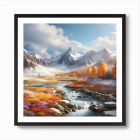 Mountain Stream In Autumn Poster