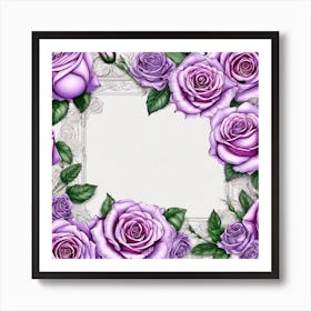 Purple Roses Frame 7 Art Print