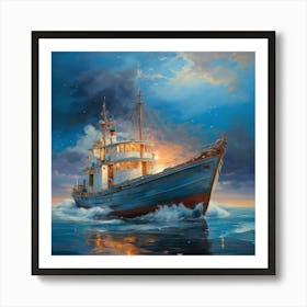 Ship At Sea Art Print