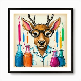 Deer In Lab Coat 6 Art Print