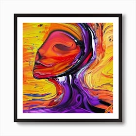 Craiyon 135719 Abstract Knife Painting Of Simple Face In Lines In Zao Wou Ki Styles In Red Orange Ye Art Print