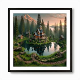 Cottage In The Woods Art Print