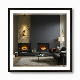 Modern Living Room With Fireplace 9 Art Print