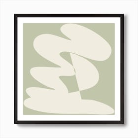 Organic Abstract Geometric Shape in Sage Green Square Art Print