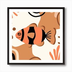 water Cartoon Fish Art Print