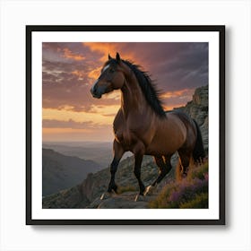 Horse At Sunset 9 Art Print