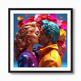 Kissing Couple Art Print