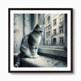 Cat In The Window 2 Art Print