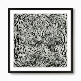 Tiger In Black And White Pattern Art Print