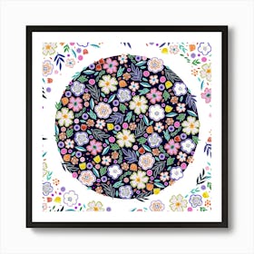 Floral Spring Circle Art Print