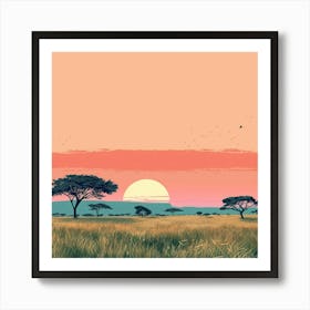 Sunset In The Savannah 2 Art Print