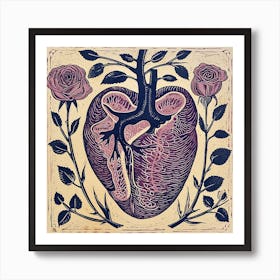 Heart With Roses Art Print