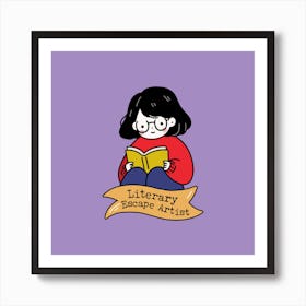 "Literary Escape Artist": Girl Illustration in Reading Bliss Art Print
