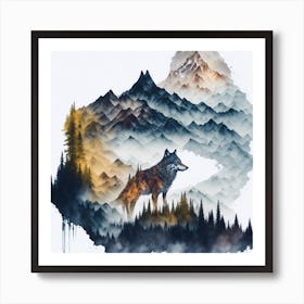 Wolf In The Mountains Art Print