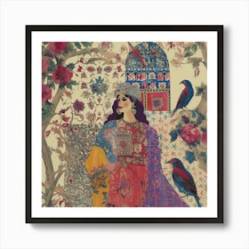 Woman In A garden Art Print