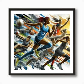 Sports Players In Action Art Print