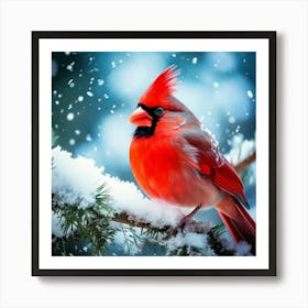 Firefly Vibrant Cardinal In Serene Snowy Winter Day 85679 (2) Art Print