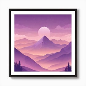 Misty mountains background in purple tone 75 Art Print