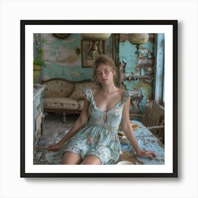 Girl In An Abandoned House Art Print