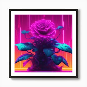 Neon Rose Art Print